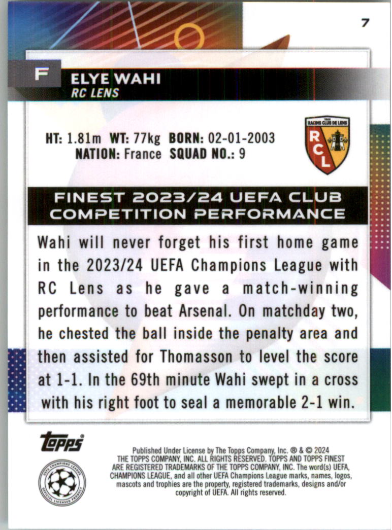 2023-24 Finest UEFA Club Competitions Blue Aqua Vapor Wave Soccer Pick (Inserts) - Picture 5 of 47