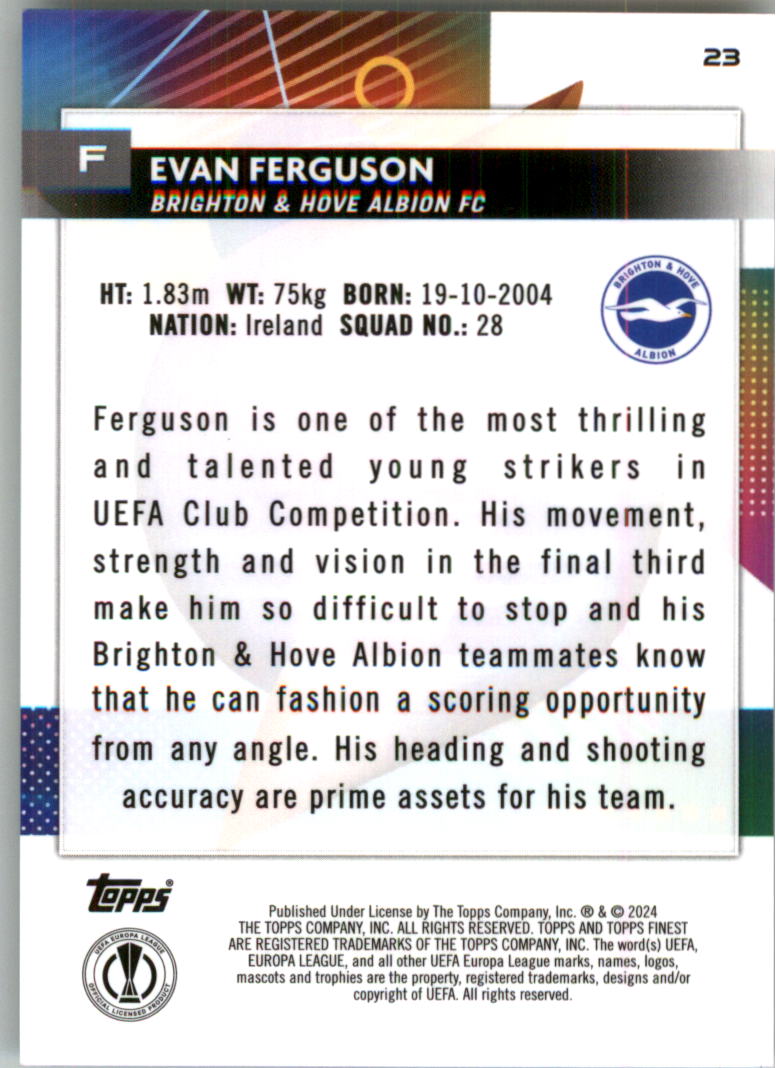 2023-24 Finest UEFA Club Competitions Blue Aqua Vapor Wave Soccer Pick (Inserts) - Picture 13 of 47