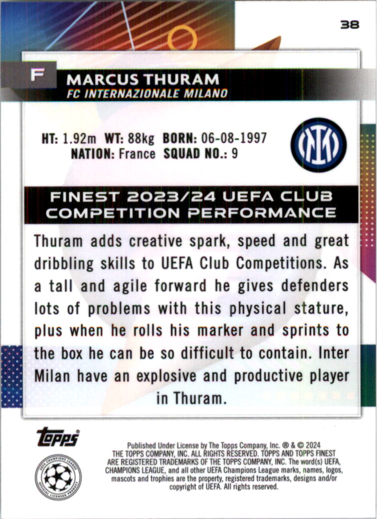 2023-24 Finest UEFA Club Competitions Blue Aqua Vapor Wave Soccer Pick (Inserts) - Picture 19 of 47