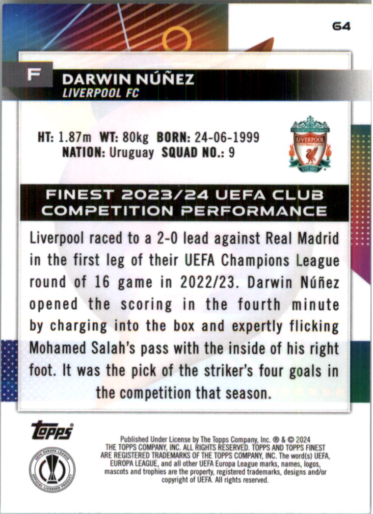 2023-24 Finest UEFA Club Competitions Blue Aqua Vapor Wave Soccer Pick (Inserts) - Picture 23 of 47