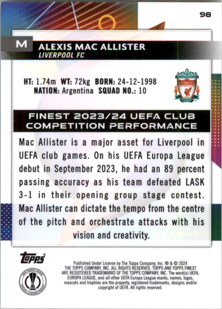 2023-24 Finest UEFA Club Competitions Blue Aqua Vapor Wave Soccer Pick (Inserts) - Picture 33 of 47