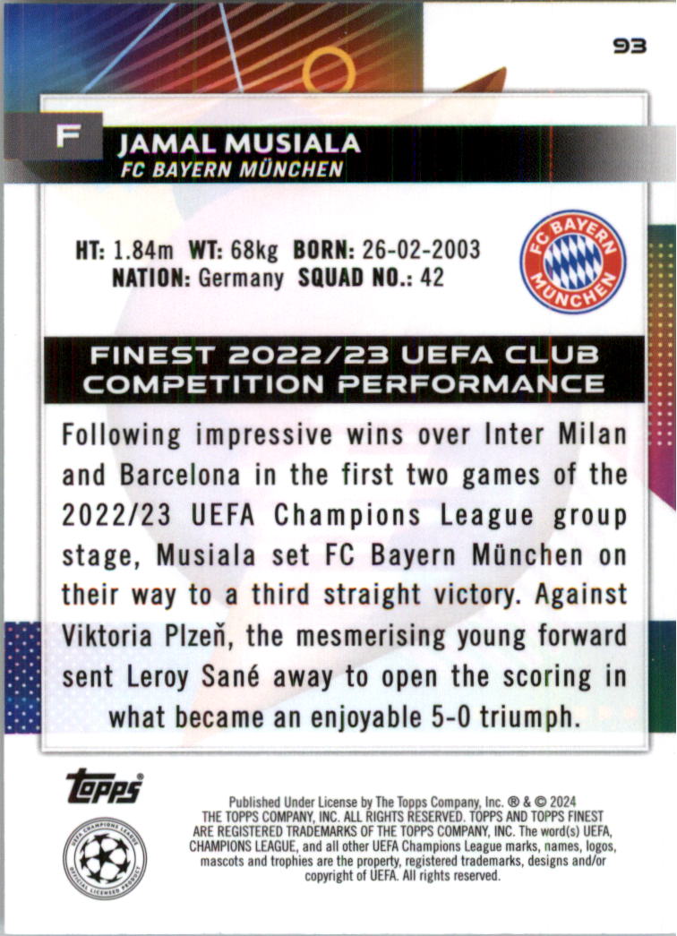 2023-24 Finest UEFA Club Competitions Purple Shimmer Soccer Card Pick (Inserts) - Picture 21 of 37