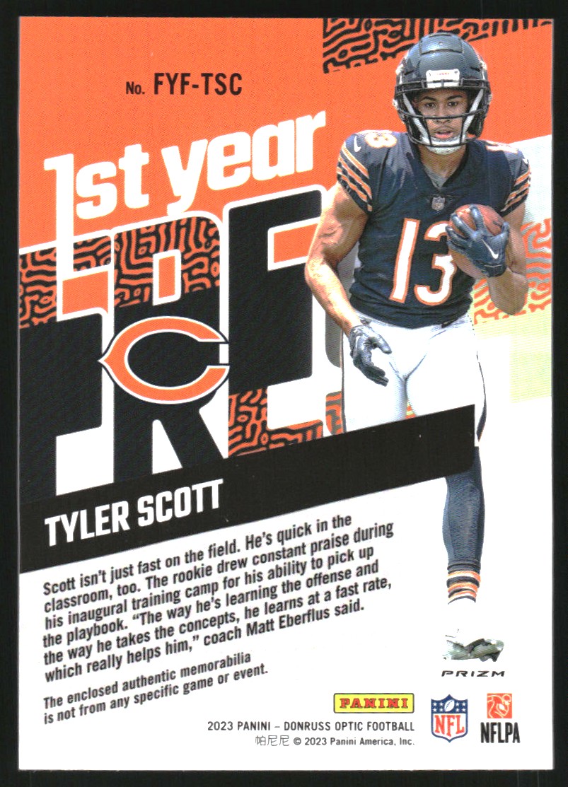 2023 Donruss Optic First Year Fresh Jerseys Blue Hyper #39 Tyler Scott