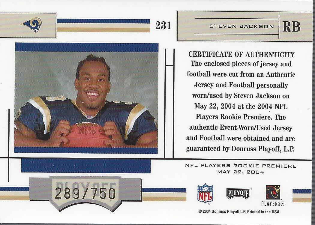 2004 Absolute Memorabilia #231 Steven Jackson RPM RC back image