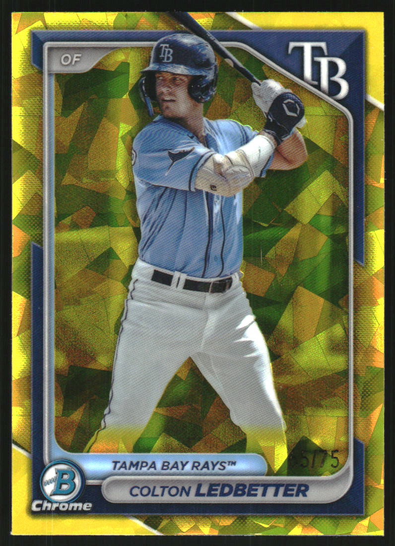 2024 Bowman Chrome Sapphire Prospects Yellow Refractors #BCP124 Colton Ledbetter /75