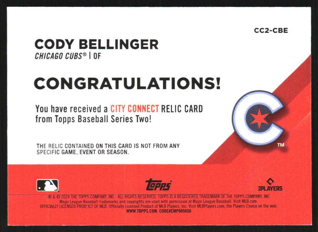 2024 Topps City Connection Swatch Collection Gold #CC2CBE Cody Bellinger S2