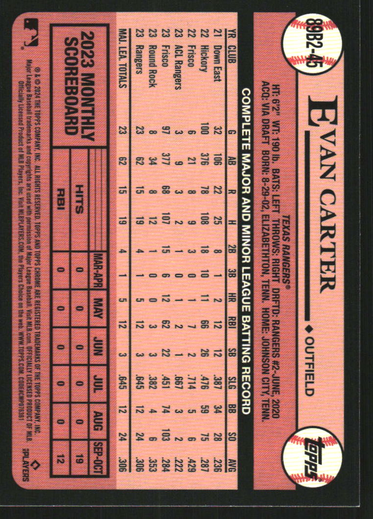 2024 Topps '89 Topps Series 2 Foil #89B245 Evan Carter