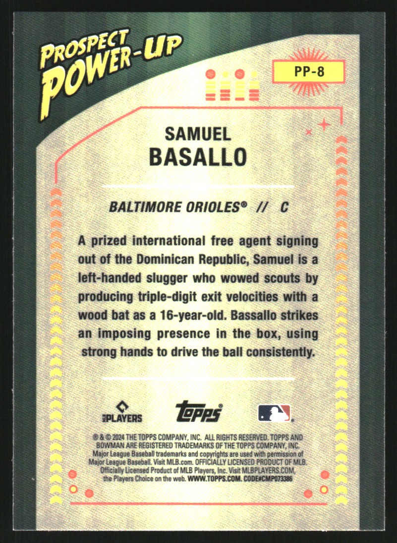 2024 Bowman Chrome Mega Box Prospect Power-Up #PP8 Samuel Basallo