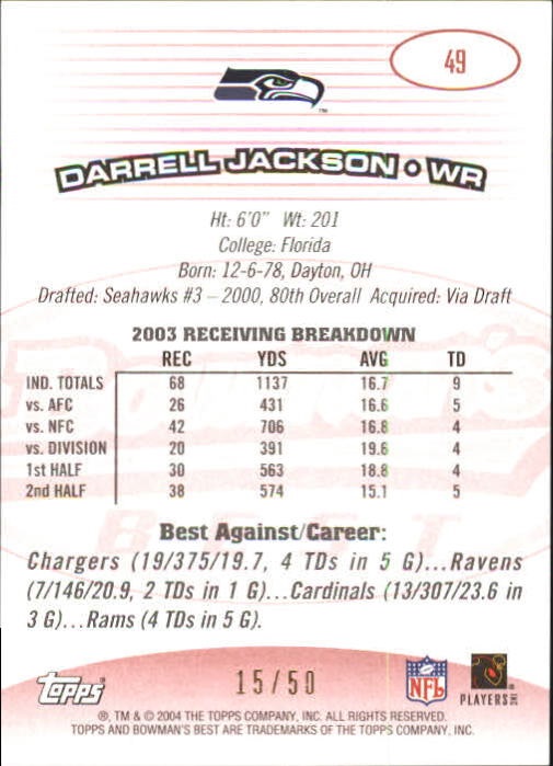 2004 Bowman's Best Red #49 Darrell Jackson back image