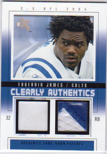2004 E-X Clearly Authentics Dual Patch Tan #CAEJ Edgerrin James