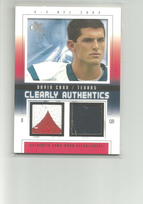 2004 E-X Clearly Authentics Patch/Jersey Pewter #CADC David Carr