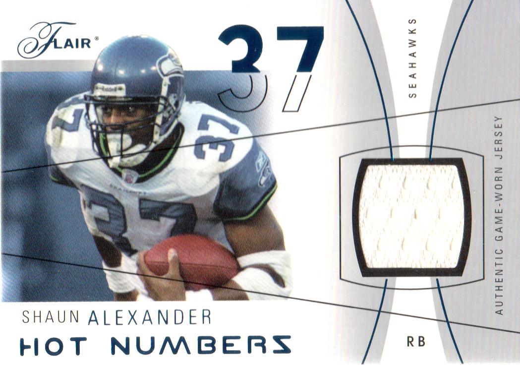 2004 Flair Hot Numbers Game Used Blue #HNSA Shaun Alexander