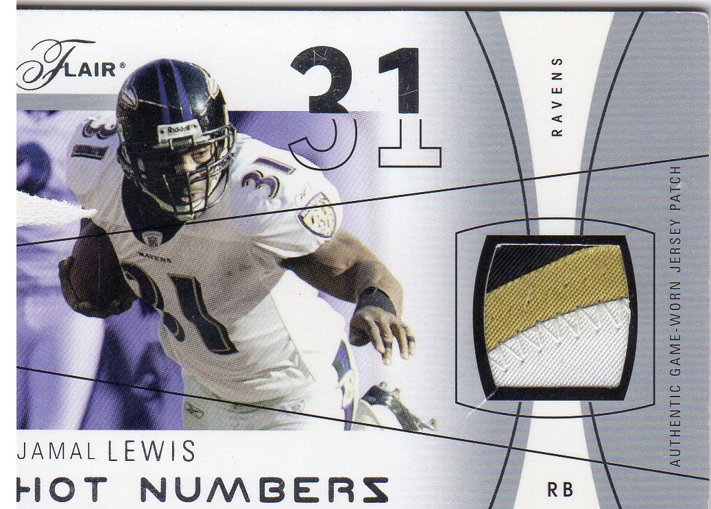 2004 Flair Hot Numbers Game Used Silver Patches #HNJL Jamal Lewis