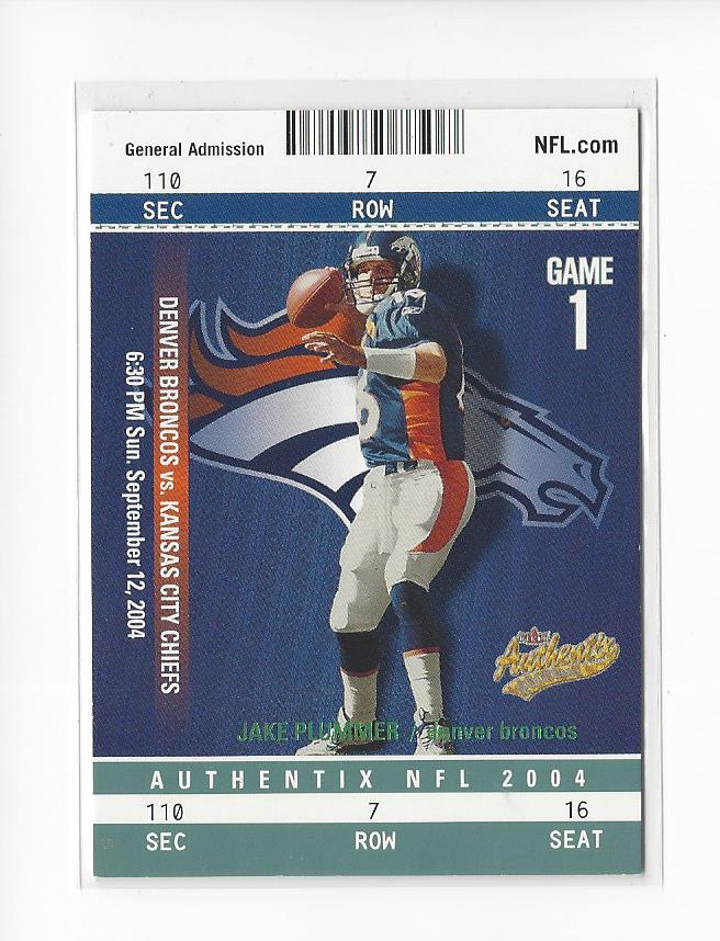 2004 Fleer Authentix General Admission Green #98 Jake Plummer