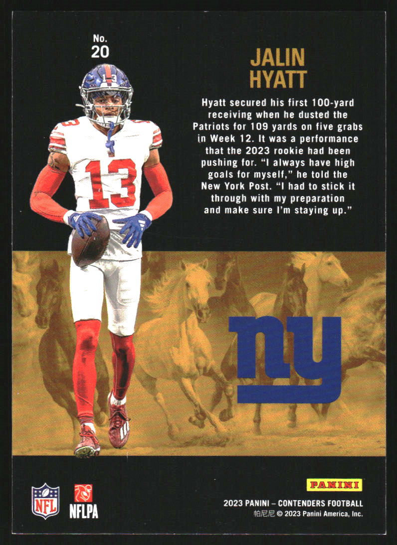 2023 Panini Contenders Rookie Stallions #20 Jalin Hyatt