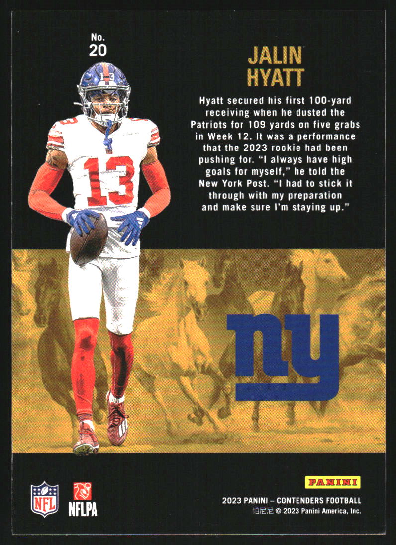2023 Panini Contenders Rookie Stallions Red #20 Jalin Hyatt