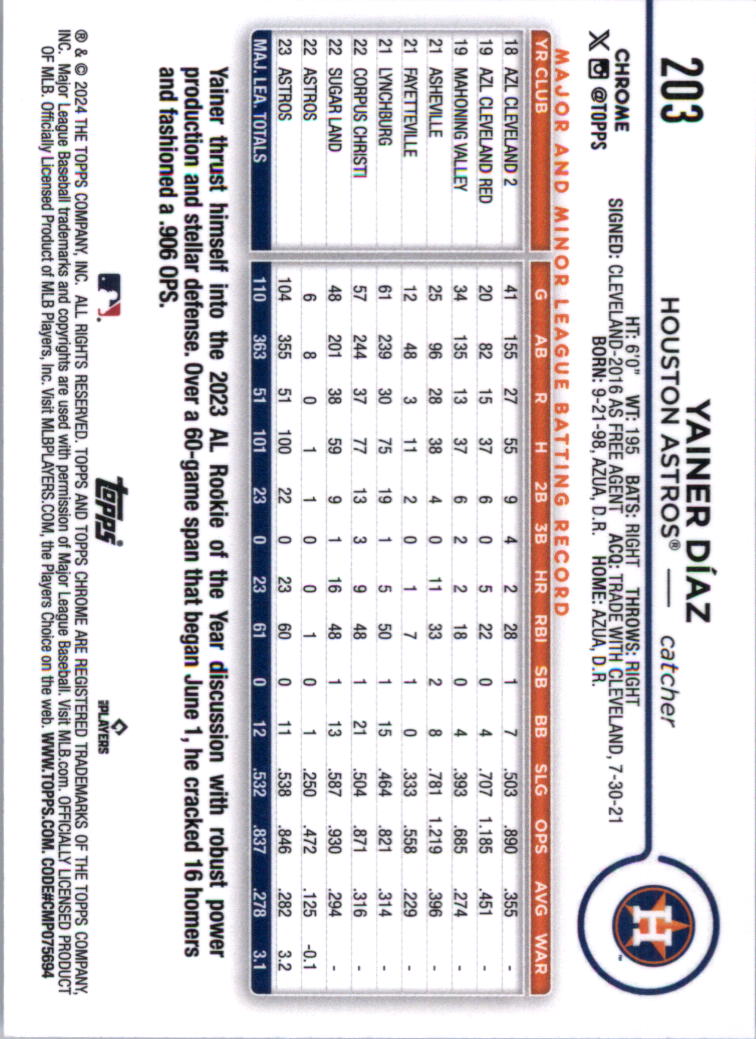 2024 Topps Chrome Baseball Card Pick (Base) 103-300 - Bild 203 von 397
