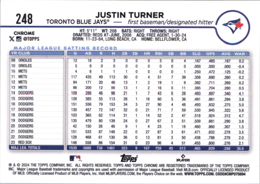 2024 Topps Chrome Baseball Card Pick (Base) 103-300 - Bild 293 von 397