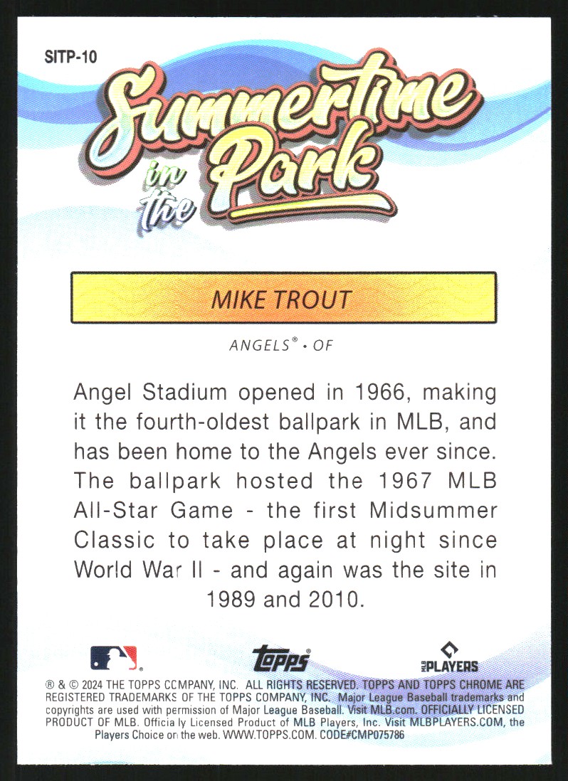 2024 Topps Chrome Summertime in the Park #SITP10 Mike Trout