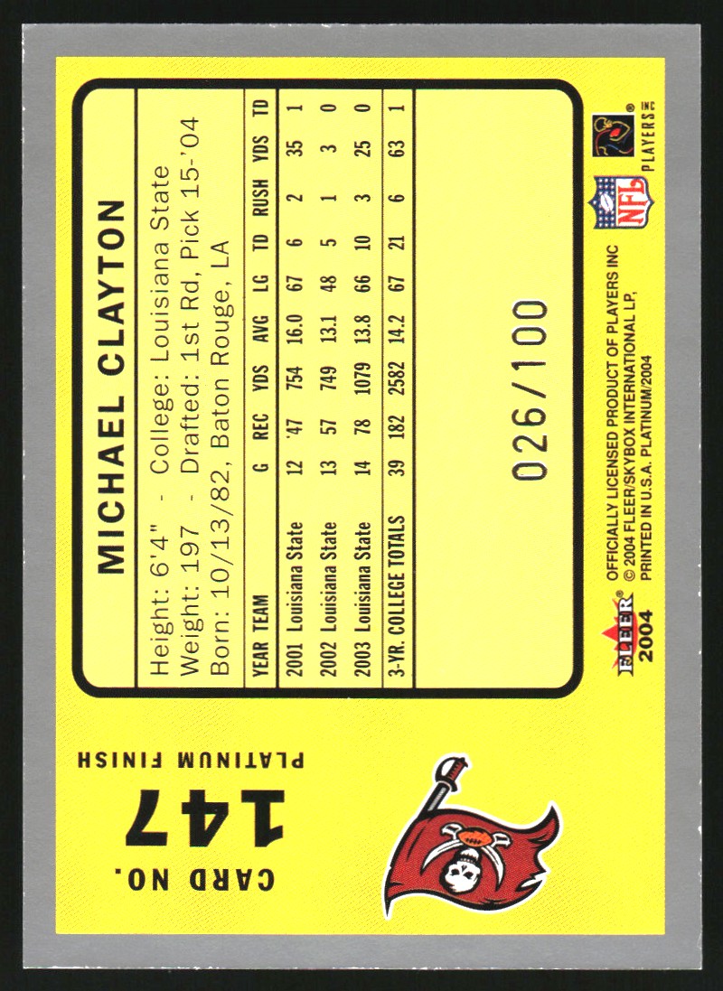 2004 Fleer Platinum Finish #147 Michael Clayton