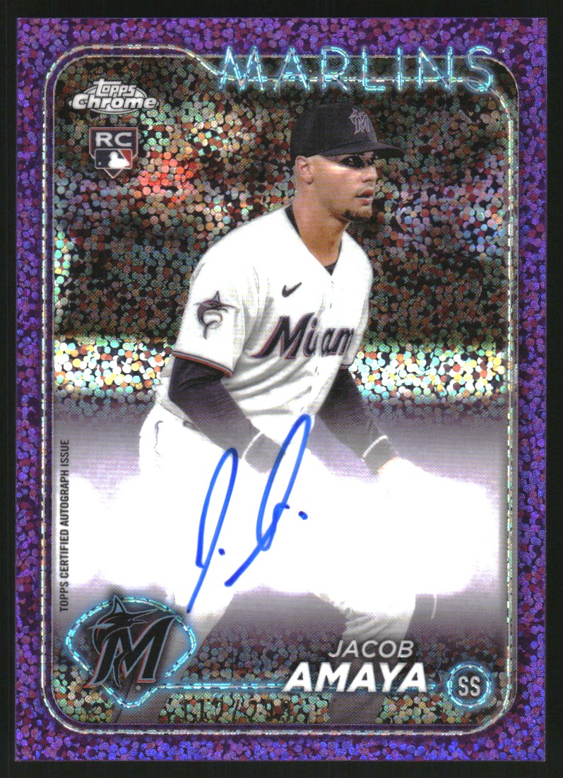 2024 Topps Chrome Rookie Autographs Purple Speckle Refractors #RAJAM Jacob Amaya