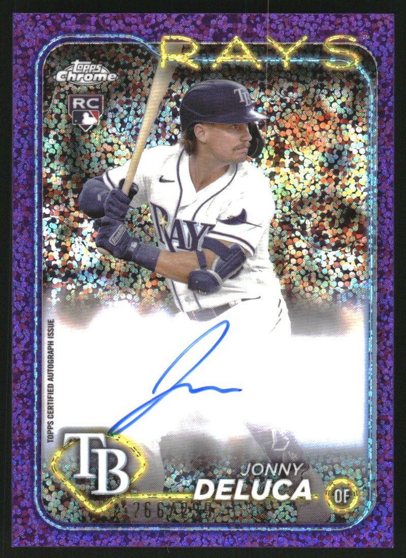 2024 Topps Chrome Rookie Autographs Purple Speckle Refractors #RAJDE Jonny Deluca