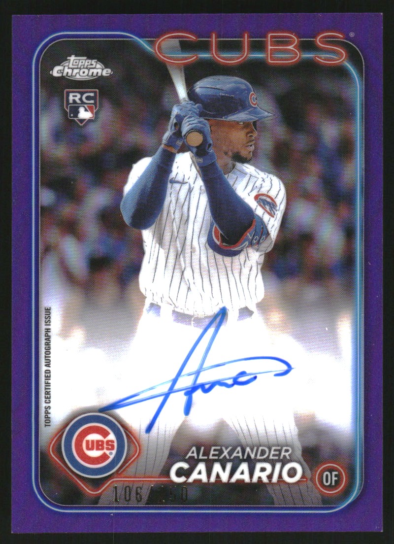 2024 Topps Chrome Rookie Autographs Purple Refractors #RAAC Alexander Canario