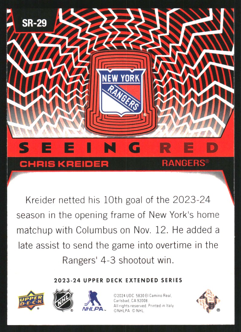 2023-24 Upper Deck Seeing Red #SR29 Chris Kreider