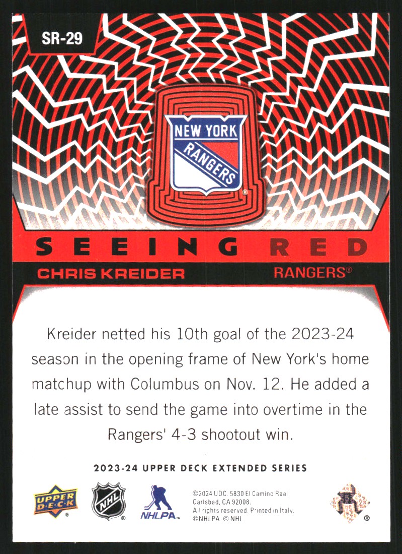 2023-24 Upper Deck Seeing Red Silver Spectrum #SR29 Chris Kreider