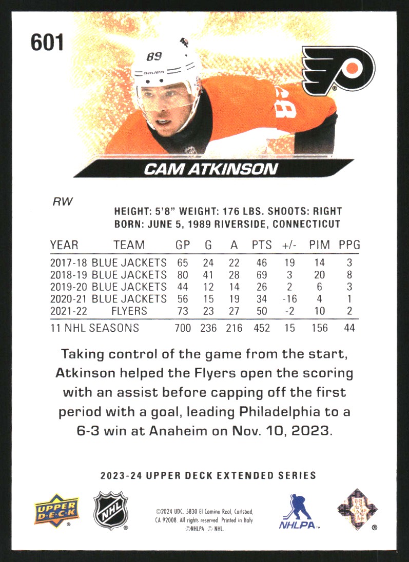 2023-24 Upper Deck #601 Cam Atkinson
