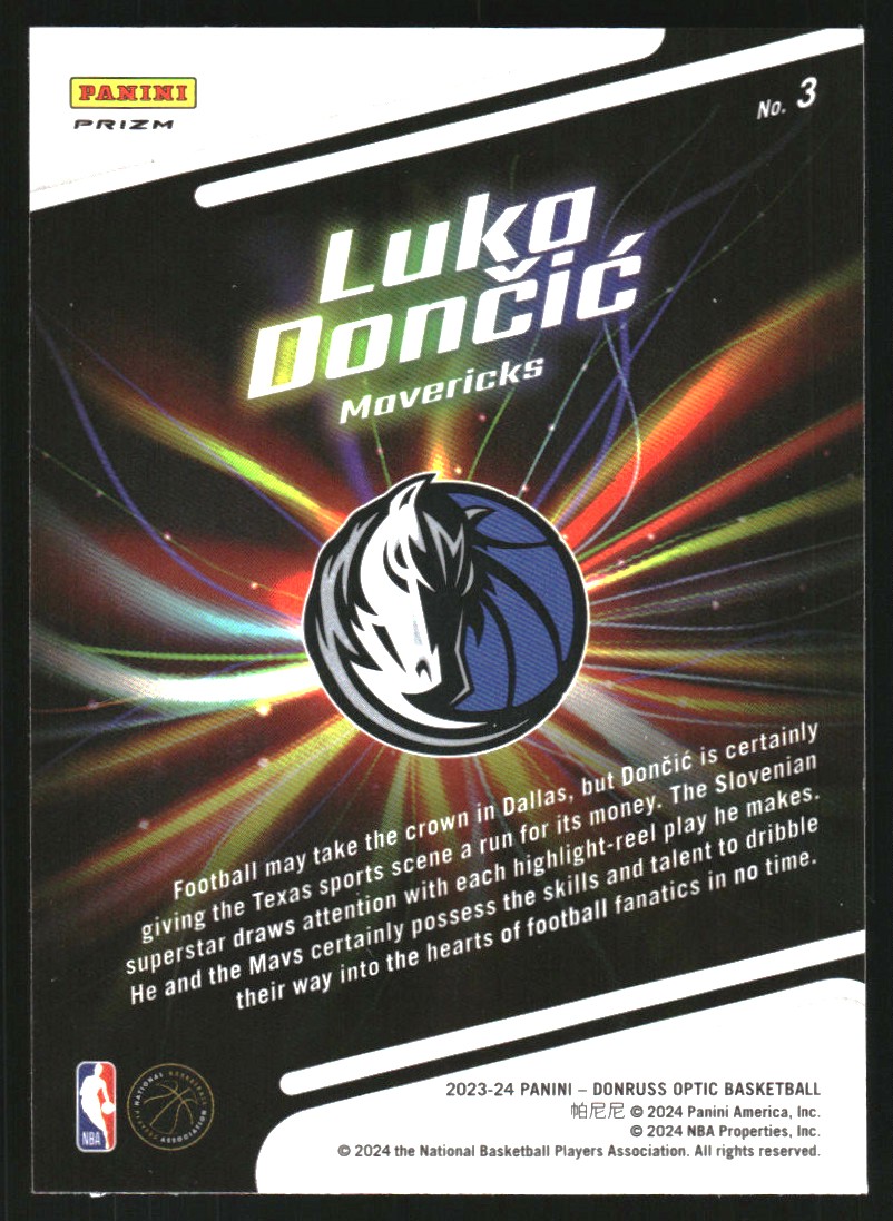 2023-24 Donruss Optic Lights Out Holo #3 Luka Doncic