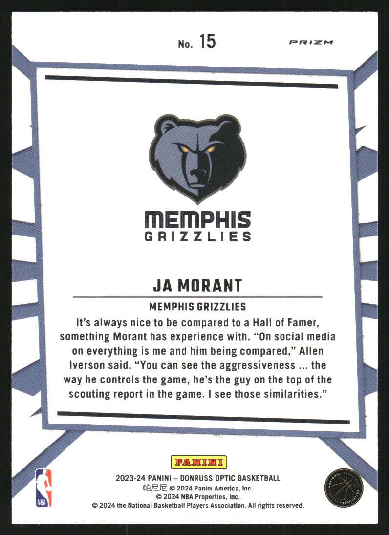 2023-24 Donruss Optic My House Purple #15 Ja Morant