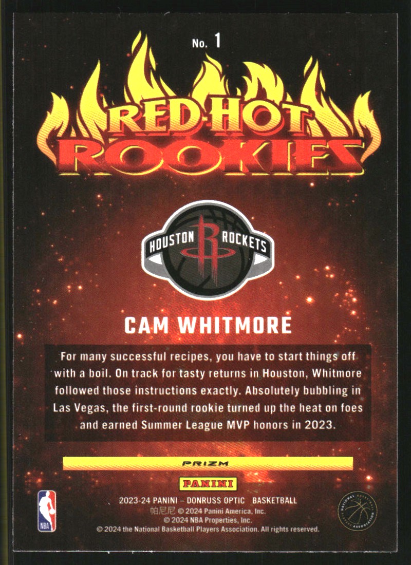 2023-24 Donruss Optic Red Hot Rookies Holo #1 Cam Whitmore