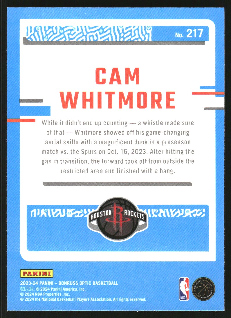 2023-24 Donruss Optic #217 Cam Whitmore RR RC