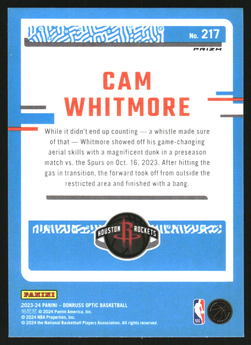 2023-24 Donruss Optic Choice #217 Cam Whitmore RR