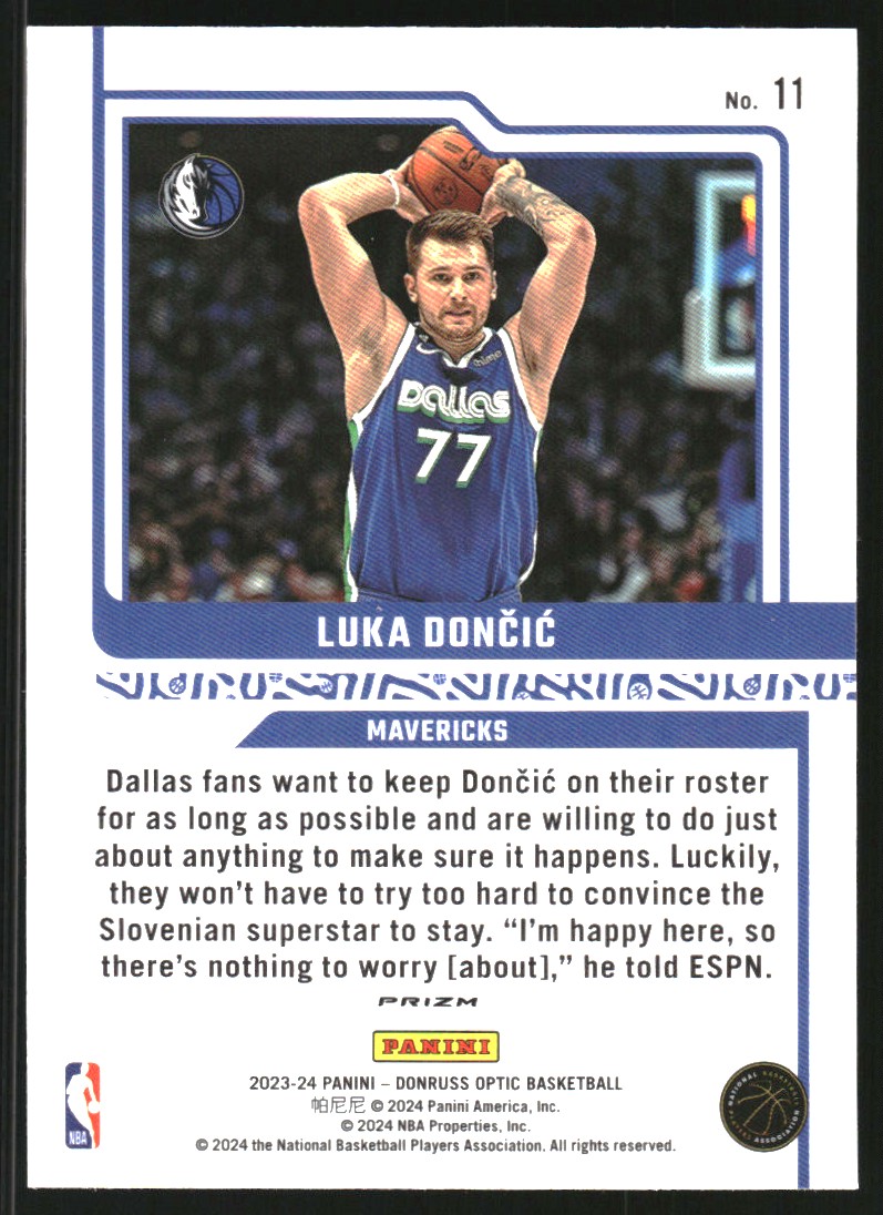 2023-24 Donruss Optic Elite Dominators Holo #11 Luka Doncic
