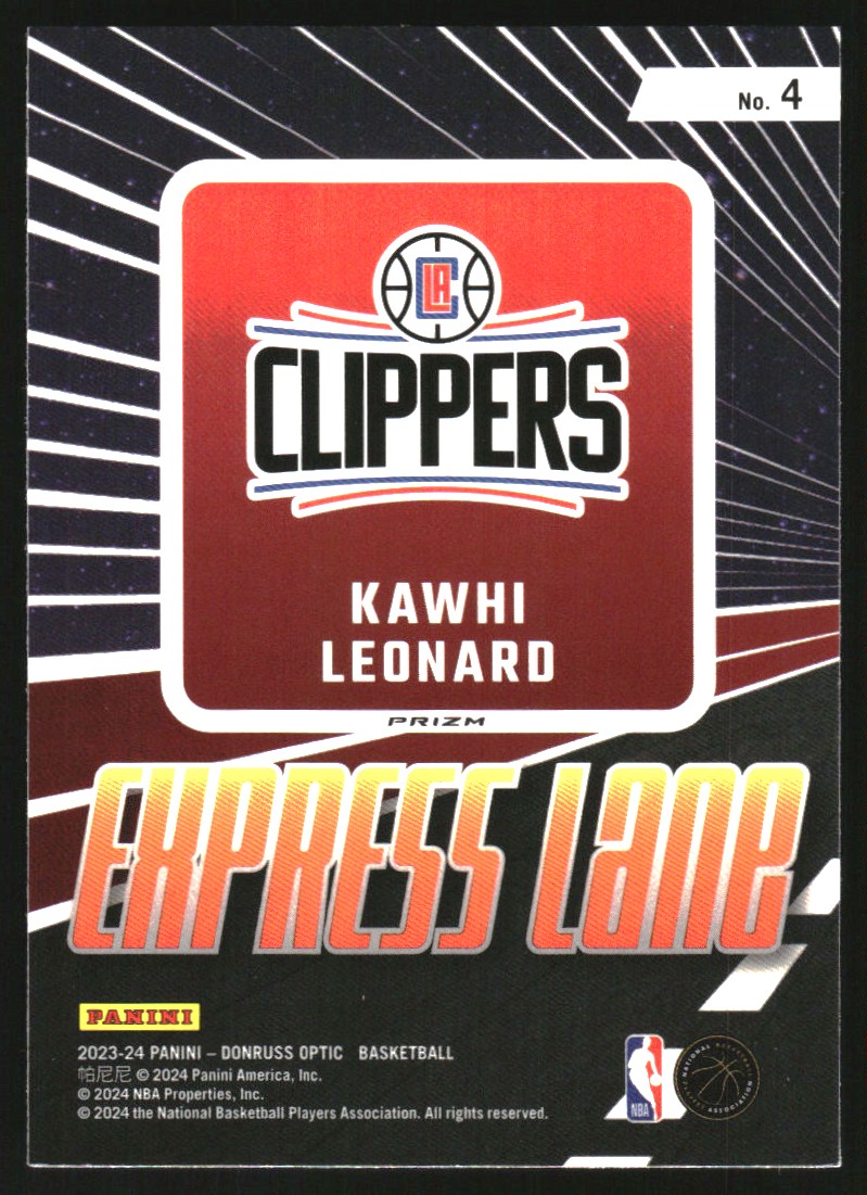 2023-24 Donruss Optic Express Lane Holo #4 Kawhi Leonard
