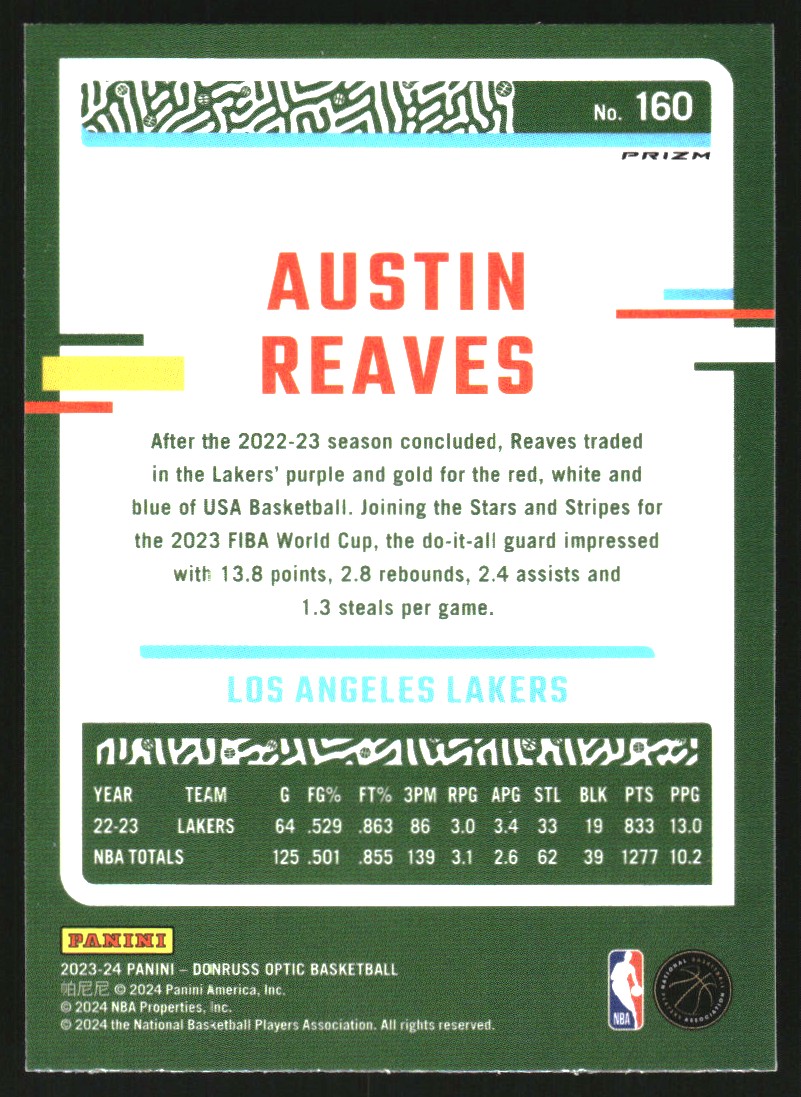 2023-24 Donruss Optic Fast Break Holo #160 Austin Reaves