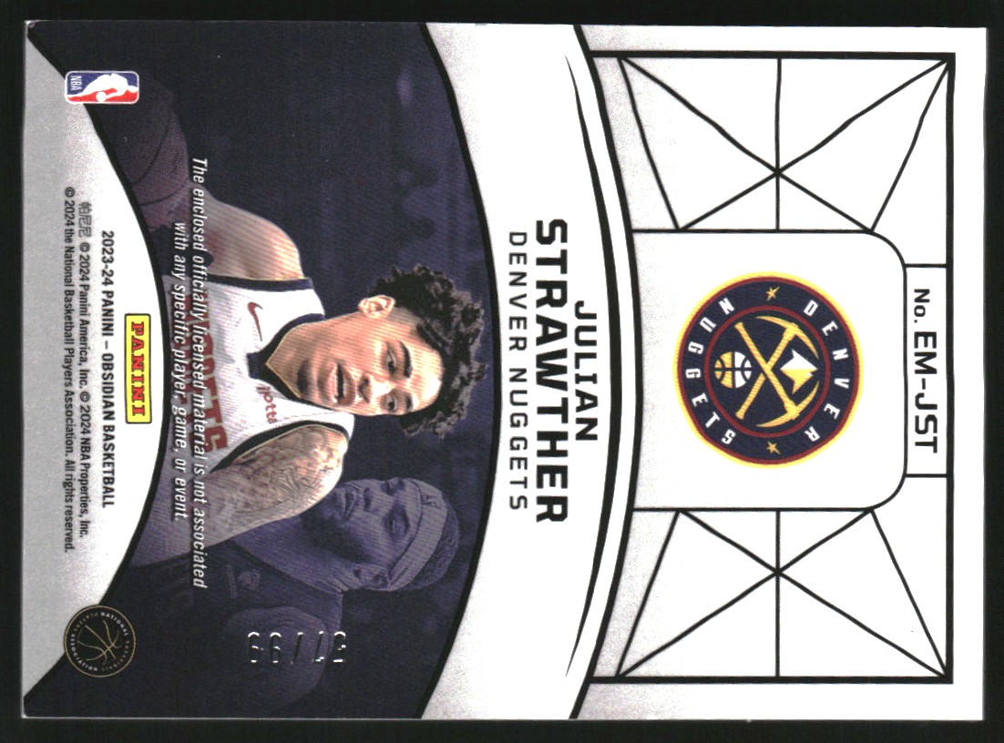 2023-24 Panini Obsidian Eclipse Materials Orange Flood #2 Julian Strawther