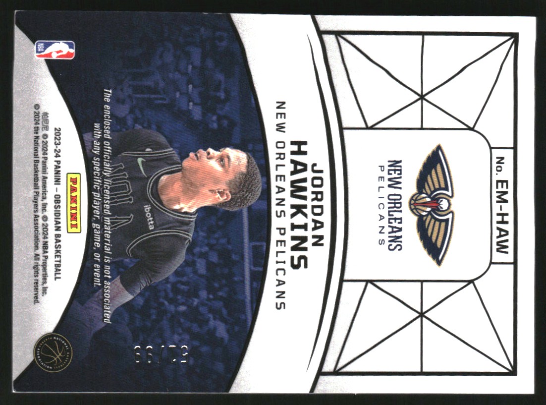 2023-24 Panini Obsidian Eclipse Materials Orange Flood #23 Jordan Hawkins