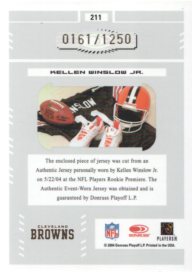 2004 Leaf Certified Materials #211 Kellen Winslow JSY RC back image