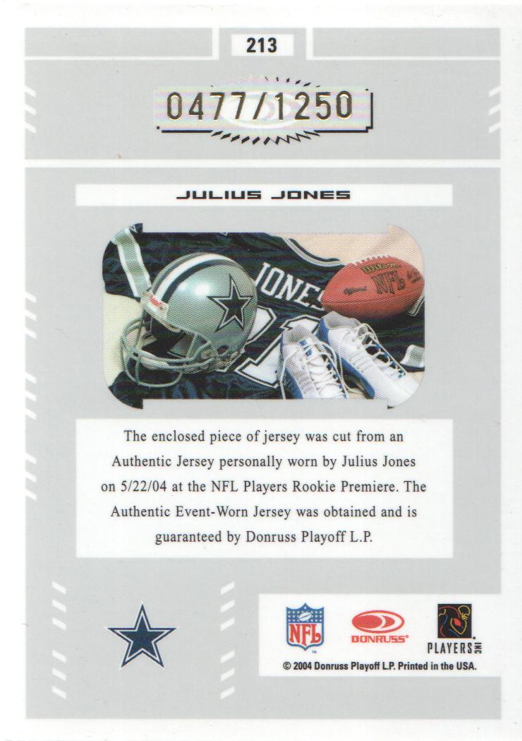 2004 Leaf Certified Materials #213 Julius Jones JSY RC back image