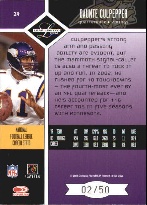 2004 Leaf Limited Silver Spotlight #24 Daunte Culpepper - NM-MT