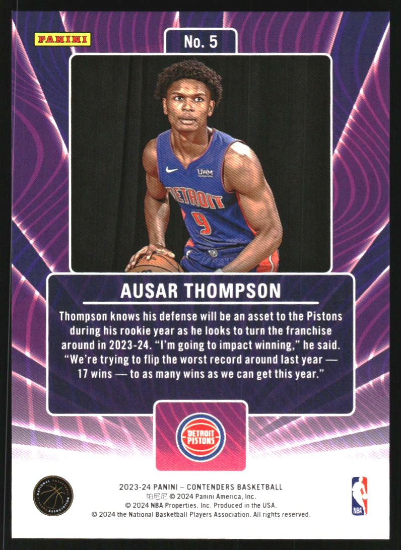 2023-24 Panini Contenders Lottery Ticket #5 Ausar Thompson