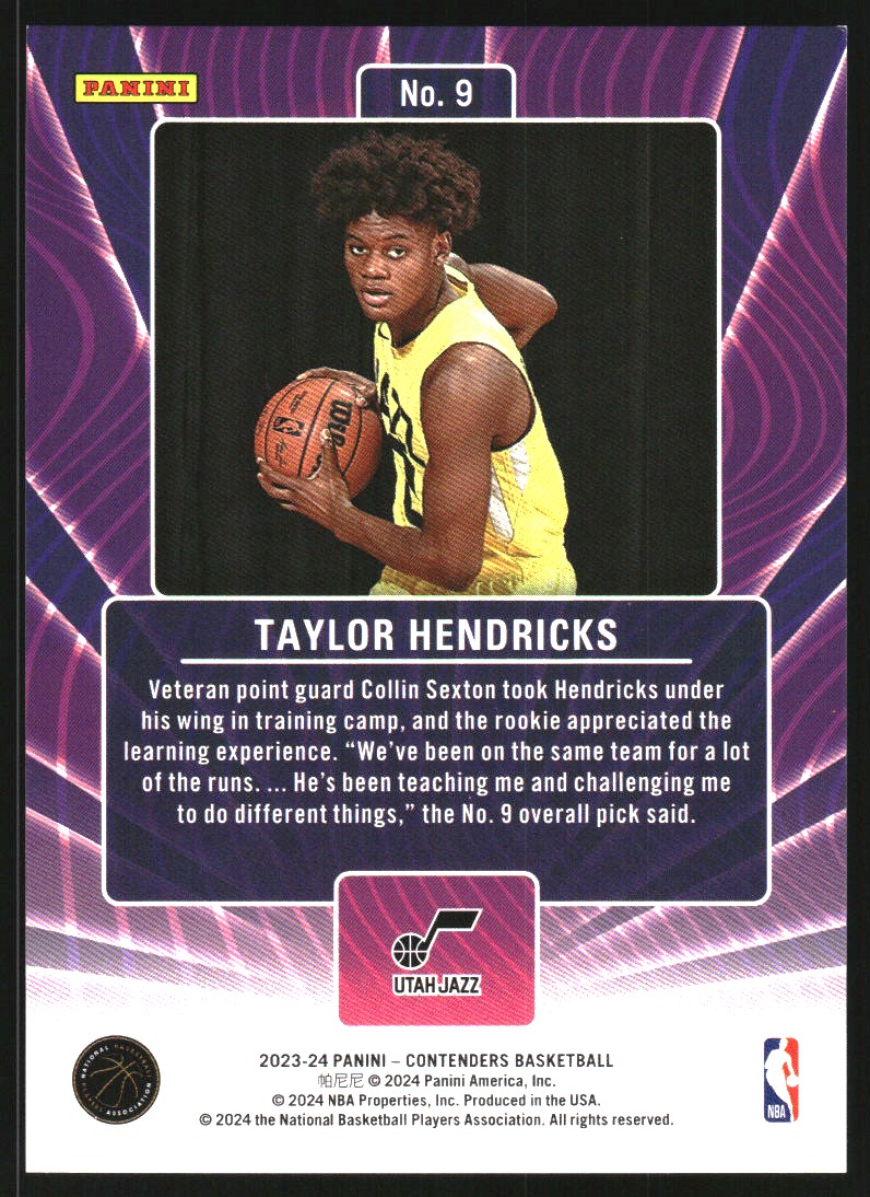 2023-24 Panini Contenders Lottery Ticket #9 Taylor Hendricks