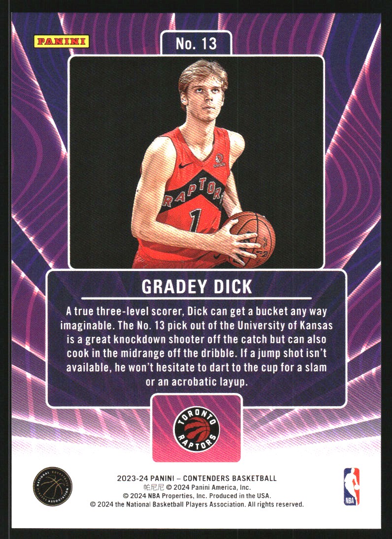 2023-24 Panini Contenders Lottery Ticket #13 Gradey Dick