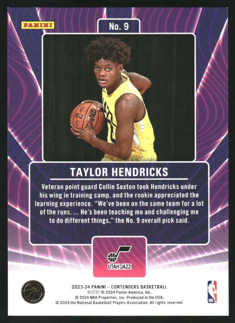 2023-24 Panini Contenders Lottery Ticket Cracked Ice #9 Taylor Hendricks
