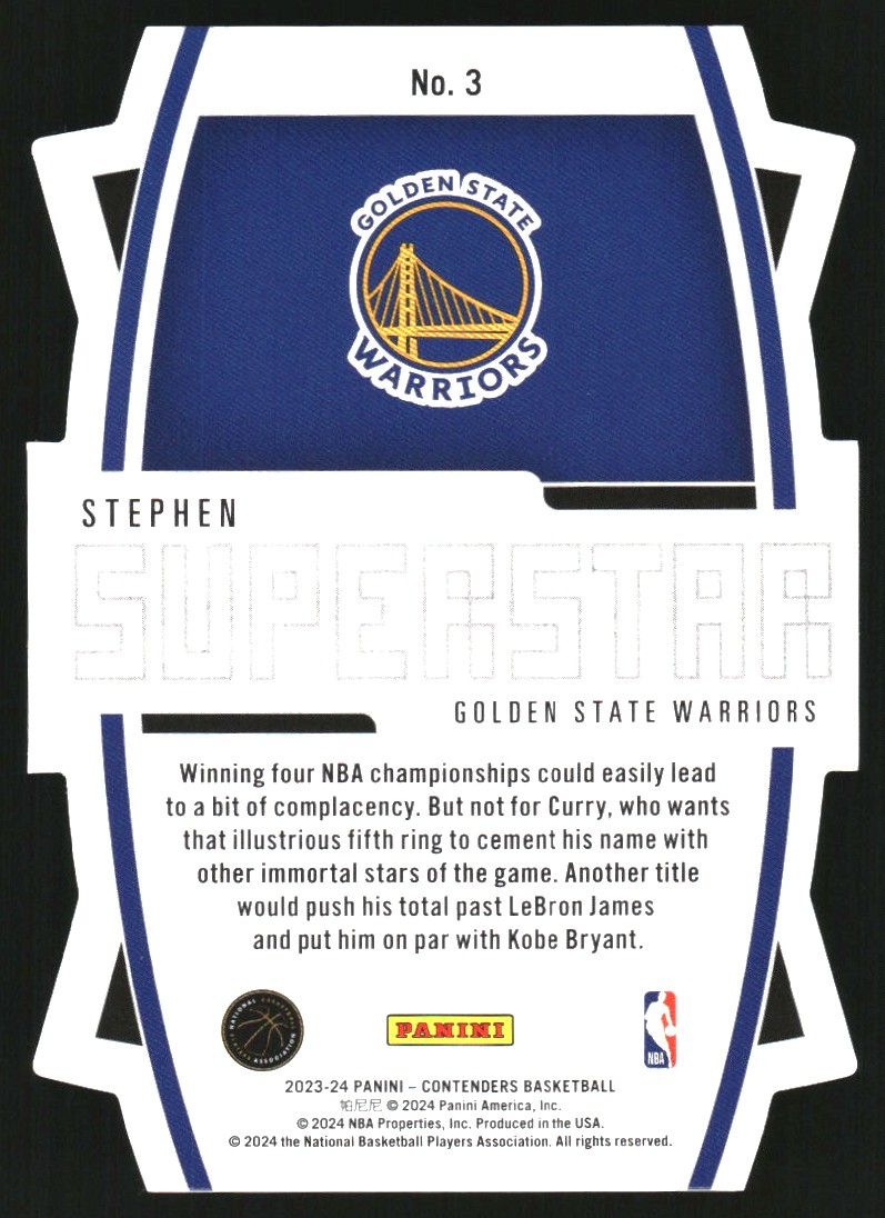 2023-24 Panini Contenders Superstar Die-Cuts #3 Stephen Curry