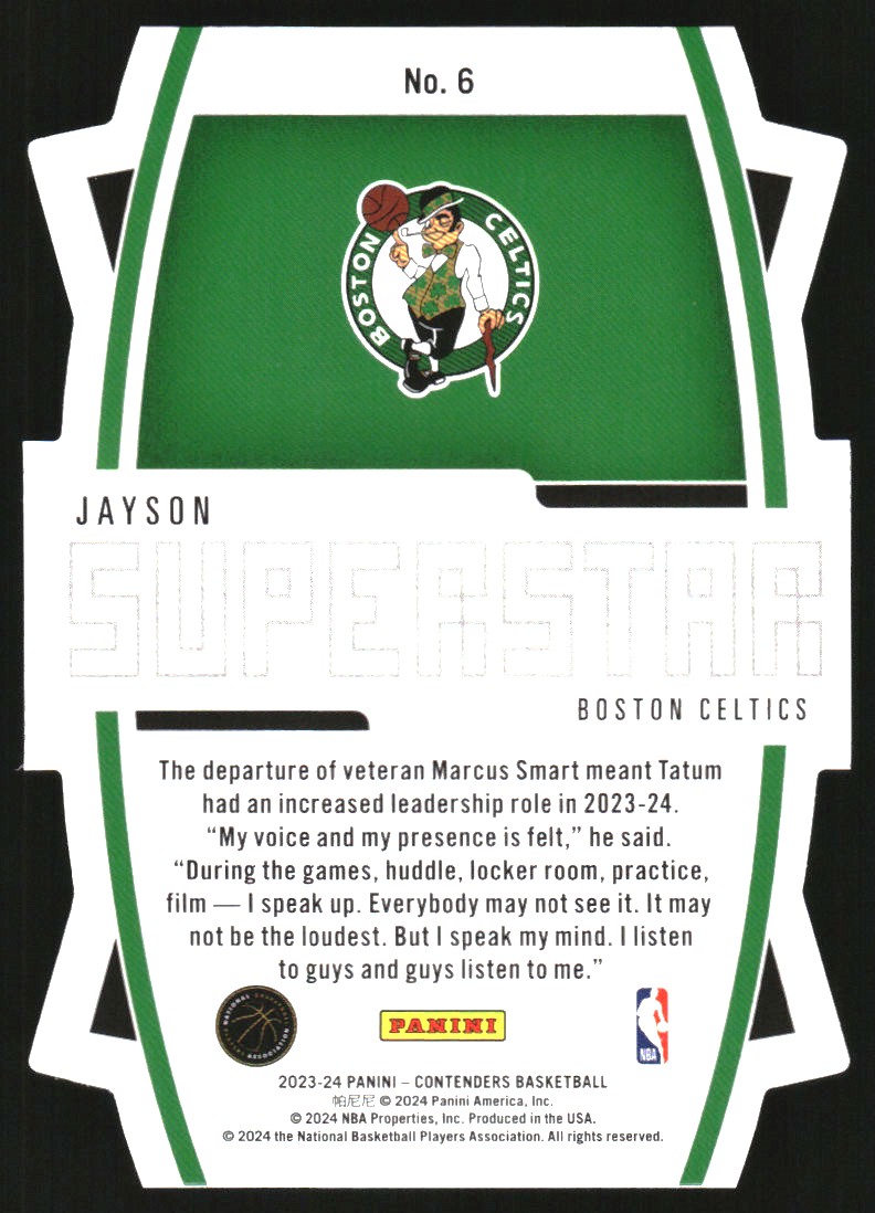 2023-24 Panini Contenders Superstar Die-Cuts #6 Jayson Tatum