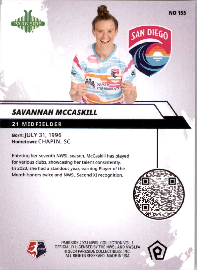2024 Parkside NWSL Soccer Card Pick (Base) - Picture 175 of 217